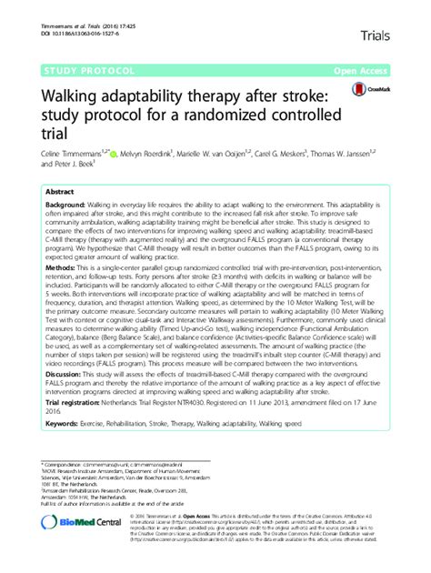 Walking adaptability therapy after stroke: Study protocol for a 